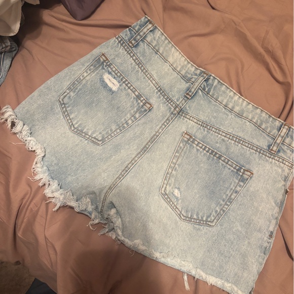 Vanilla Star Distressed Denim Mini Skirt Raw Hem Size 9 - Picture 2 of 4